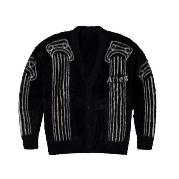 ARIES Oversized Chenille Column Knit Cardigan - Black