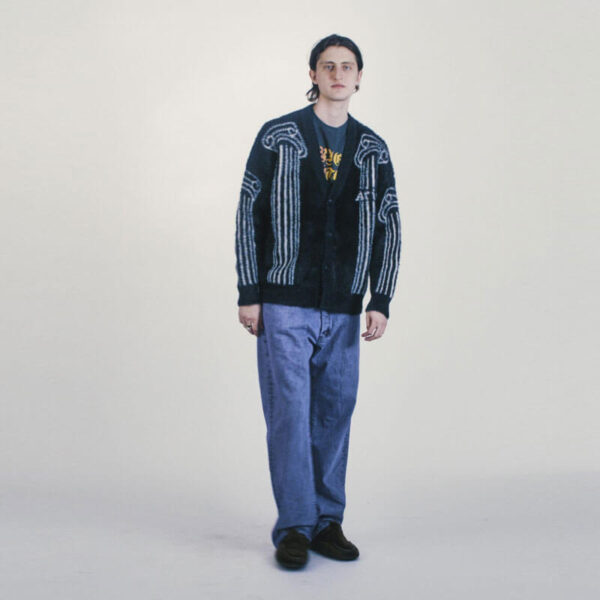 ARIES Oversized Chenille Column Knit Cardigan - Black