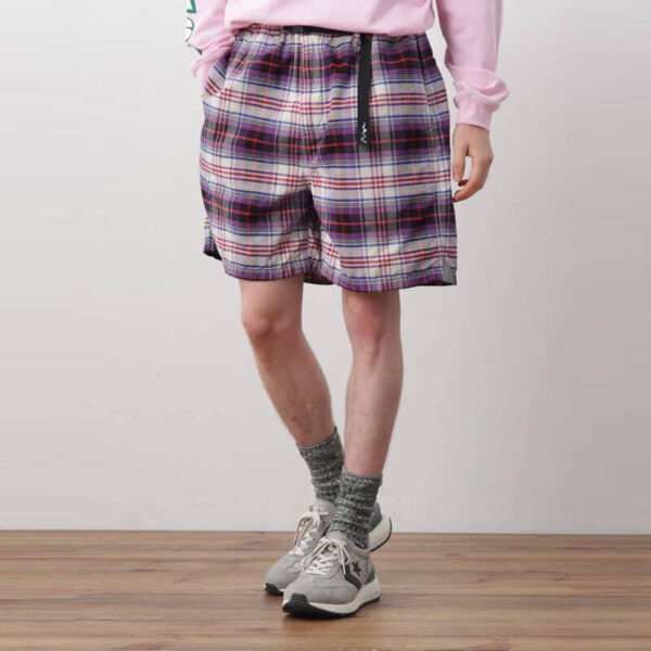 MANASTASH Washed Plaid Short - Purple