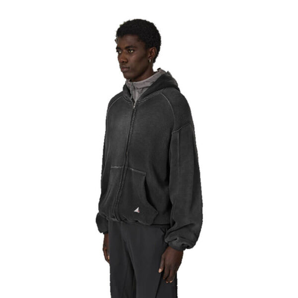 ROA Hiking Bee Sun Faded Waffle Zip Up Hoodie - Black