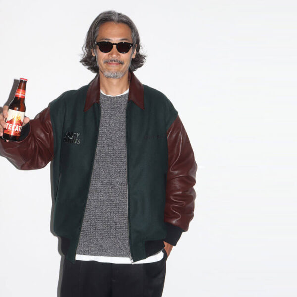 WACKO MARIA Leather Varsity Jacket - Green